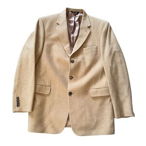 Jos A Bank Tan Mens 43L  Blazer 100% Camel Hair Suit Jacket Sport Coat
